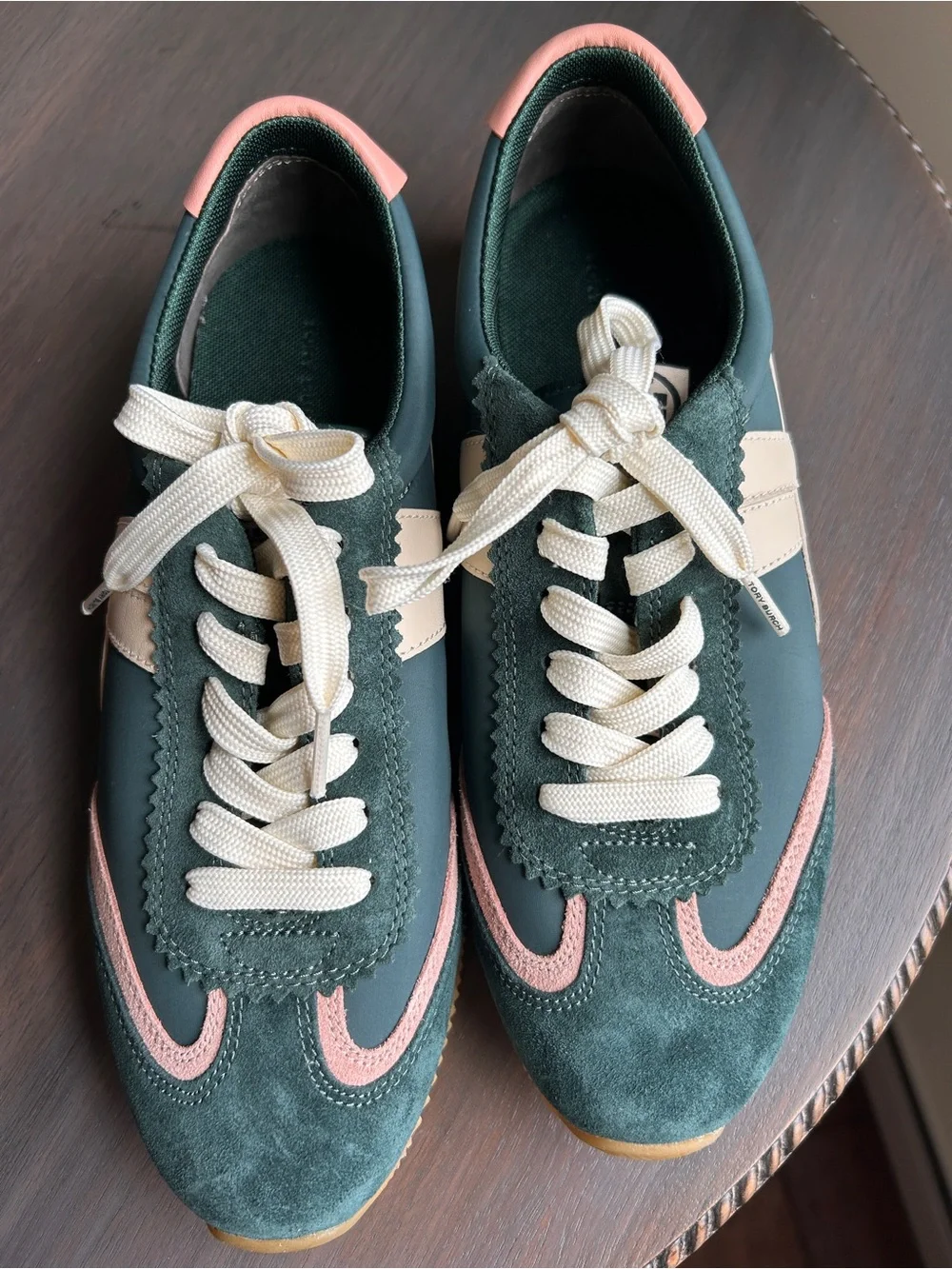 Tory Burch Women's HANK Nylon & Suede Sneakers, Bottle Green Size 8 (M) NEW